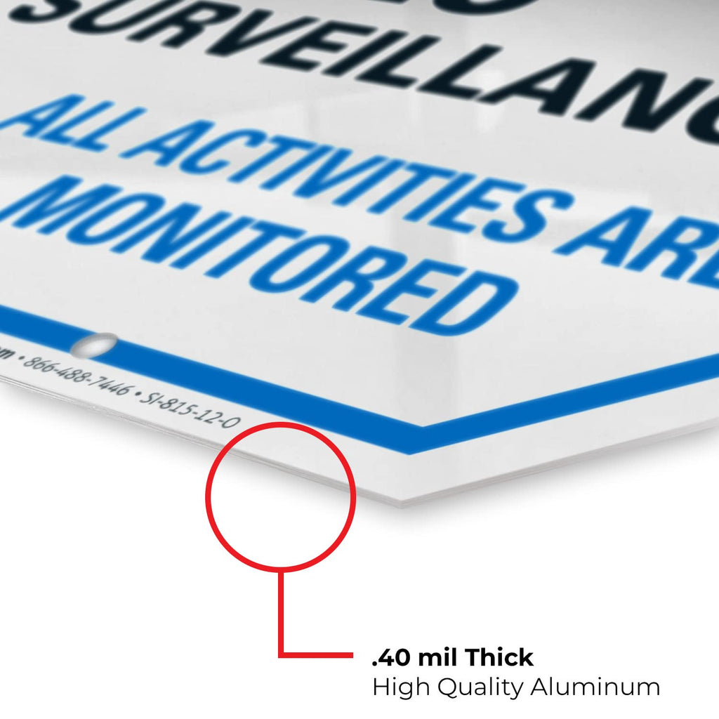 Video Surveillance Sign, CCTV Security Alert, Aluminum 12x12 2 PK
