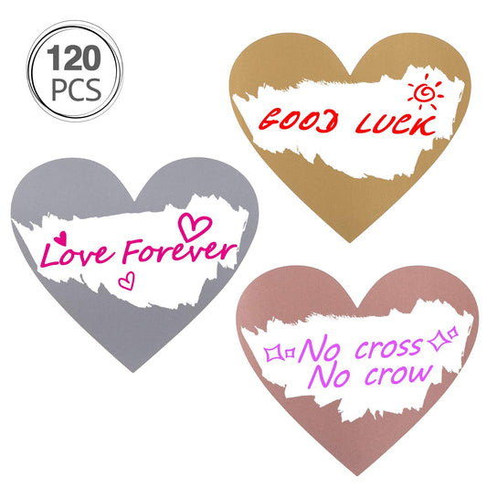 120 Pieces 3 Inch Heart Shape Scratch Off Stickers Labels for DIY Valentine's Day Scratch Off Cards