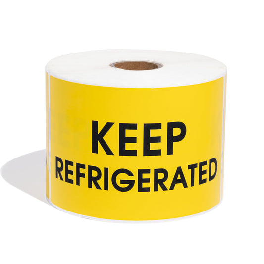 Aegis Adhesives - 3" X 5" Yellow Keep Refrigerated Stickers - Shipping and Handling Labels with Permanent Adhesive (1 Roll, 500/Roll) 3" X 5" (Yellow Keep Refrigerated)