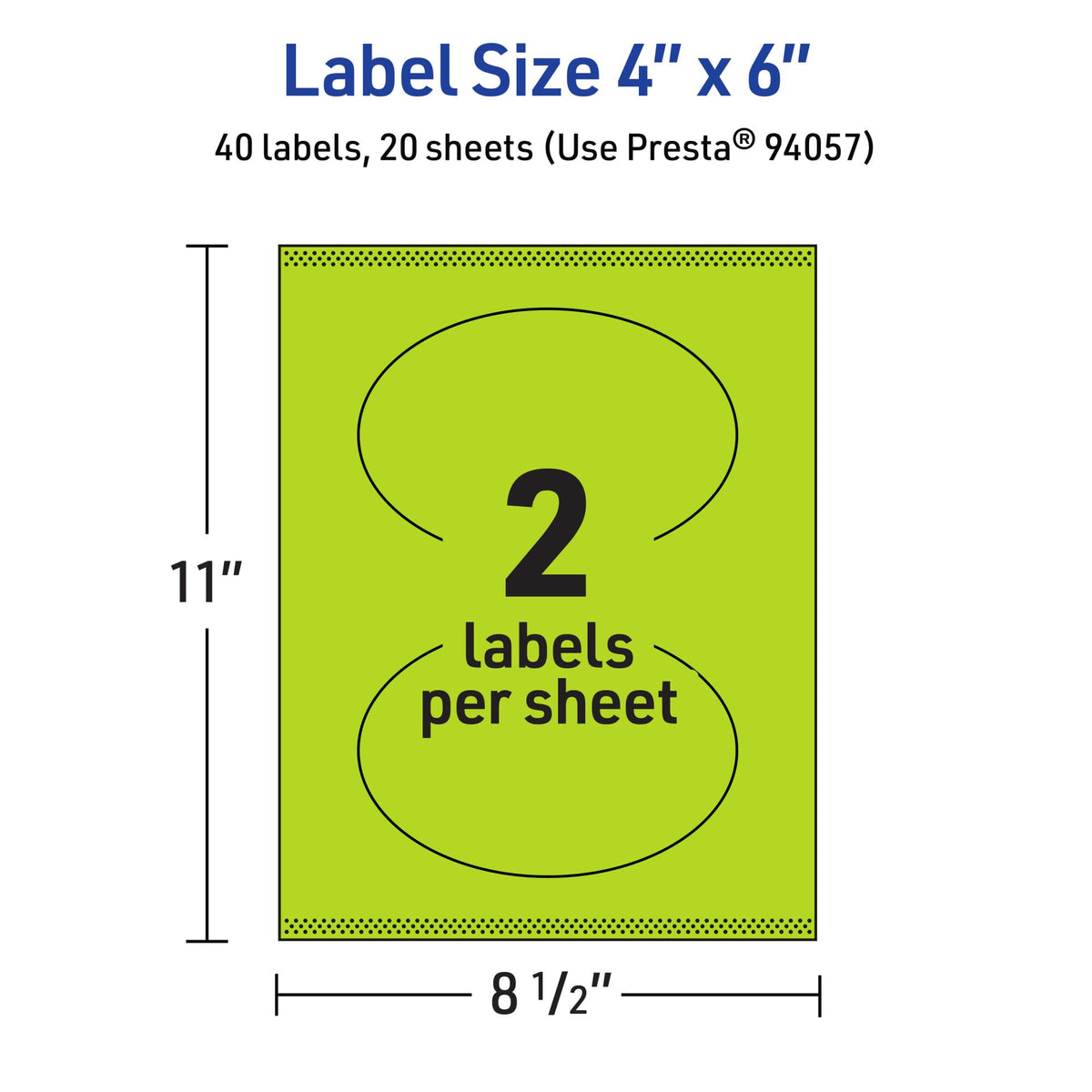 Avery Printable Oval Labels, Sure Feed Technology, 4" x 6", Bright Green Labels, Print-to-The-Edge, Laser/Inkjet Printable, 40 Total, Great for Packaging and Candles 40 labels