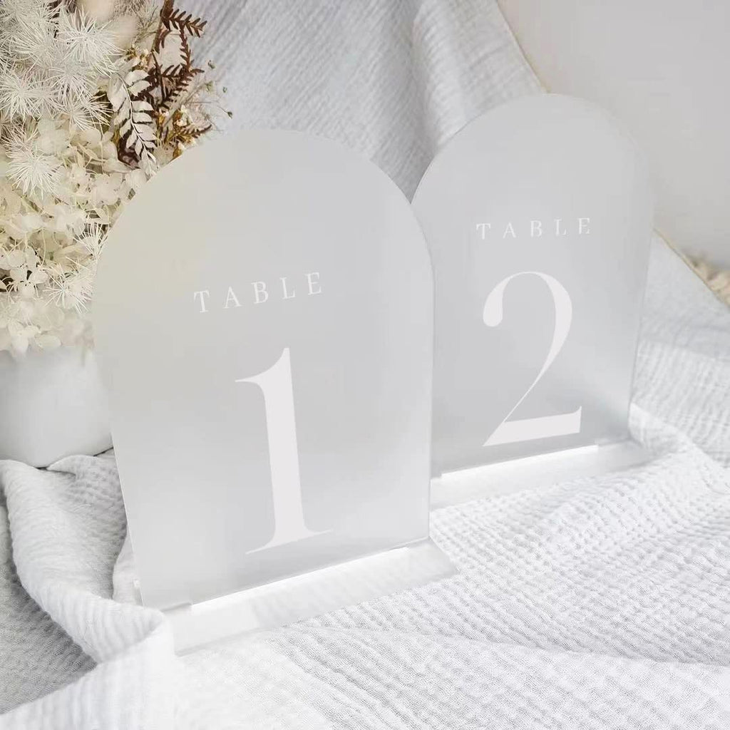 Frosted Arch Table Numbers 1-5 with Stands