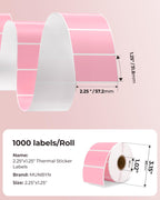 2.25x1.25 Pink Thermal Labels 1,000 Labels/Roll+2" Round Thermal Labels 150 Labels/Roll