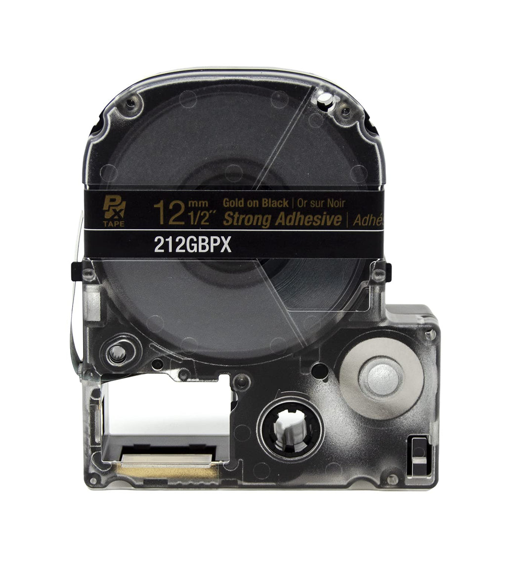 Epson LABELWORKS 212GBPX Label Tape - Gold on Black - 1/2" (12mm), 30ft 12mm