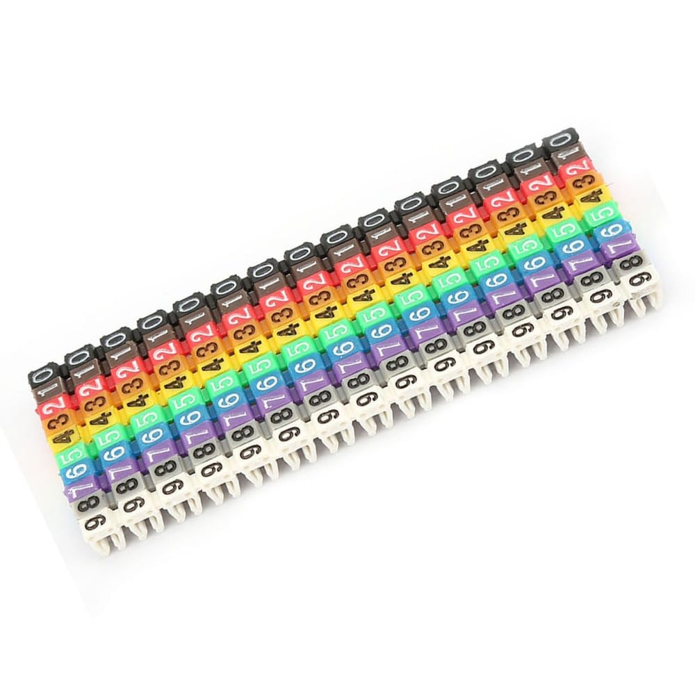 150 Pcs Digital Wire Number Tubes 1.5mm² – Clip-On Cable Markers for Electrical Wiring Identification, Color-Coded Plastic Labels