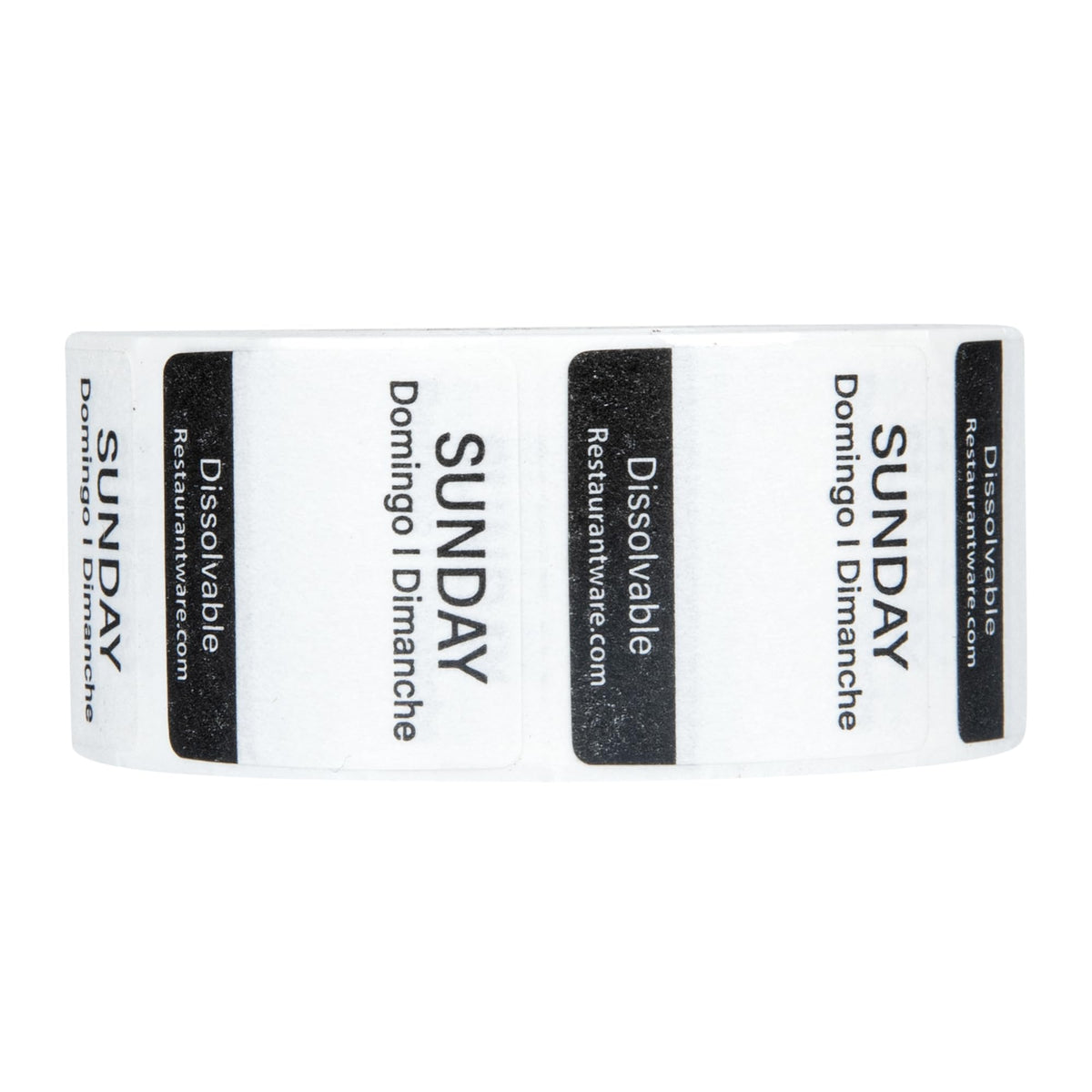Restaurantware RW Smart 1 Inch x 1 Inch Food Rotation Labels 3500 Dissolvable Food Safety Labels - Premium Trilingual Paper Day Of The Week Labels For Food Storage Or Prep Weekly 7-Day