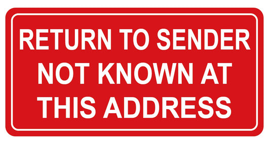 Return to Sender Sticker,1x2 inch 500pcs red Return to Sender Sticker for Shipping