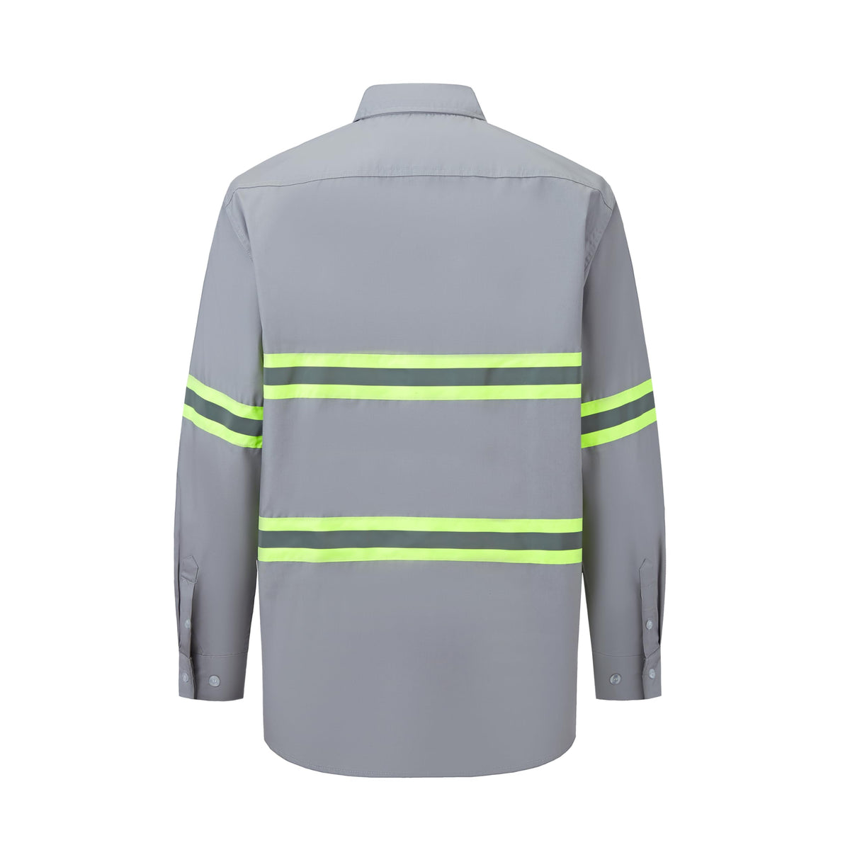 Ousafeve Class 3 Hi Vis Button Up Safety Work Shirts for Men Reflective X-Large Light Gray_long