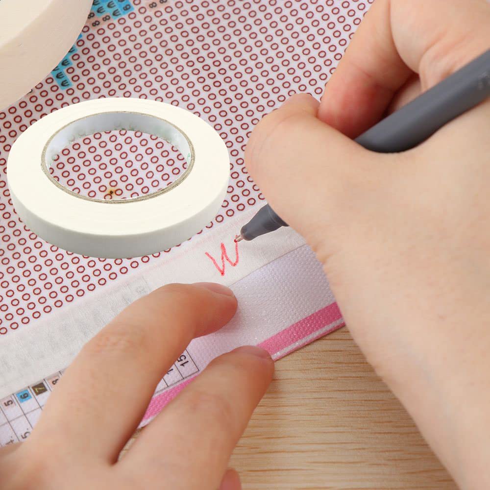 Diamond Painting Tape Dirtproof 50 Meter Length 10mm Width White Tape Diamond Painting Accessories Masking Tape Self Adhesive Edges Sticker 50mx10mm