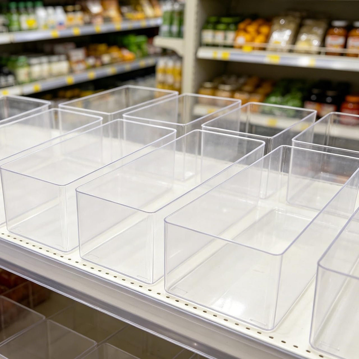 Wakauto 2Pack Slim Clear Plastic Storage Bin Extra Long Narrow Food Storage