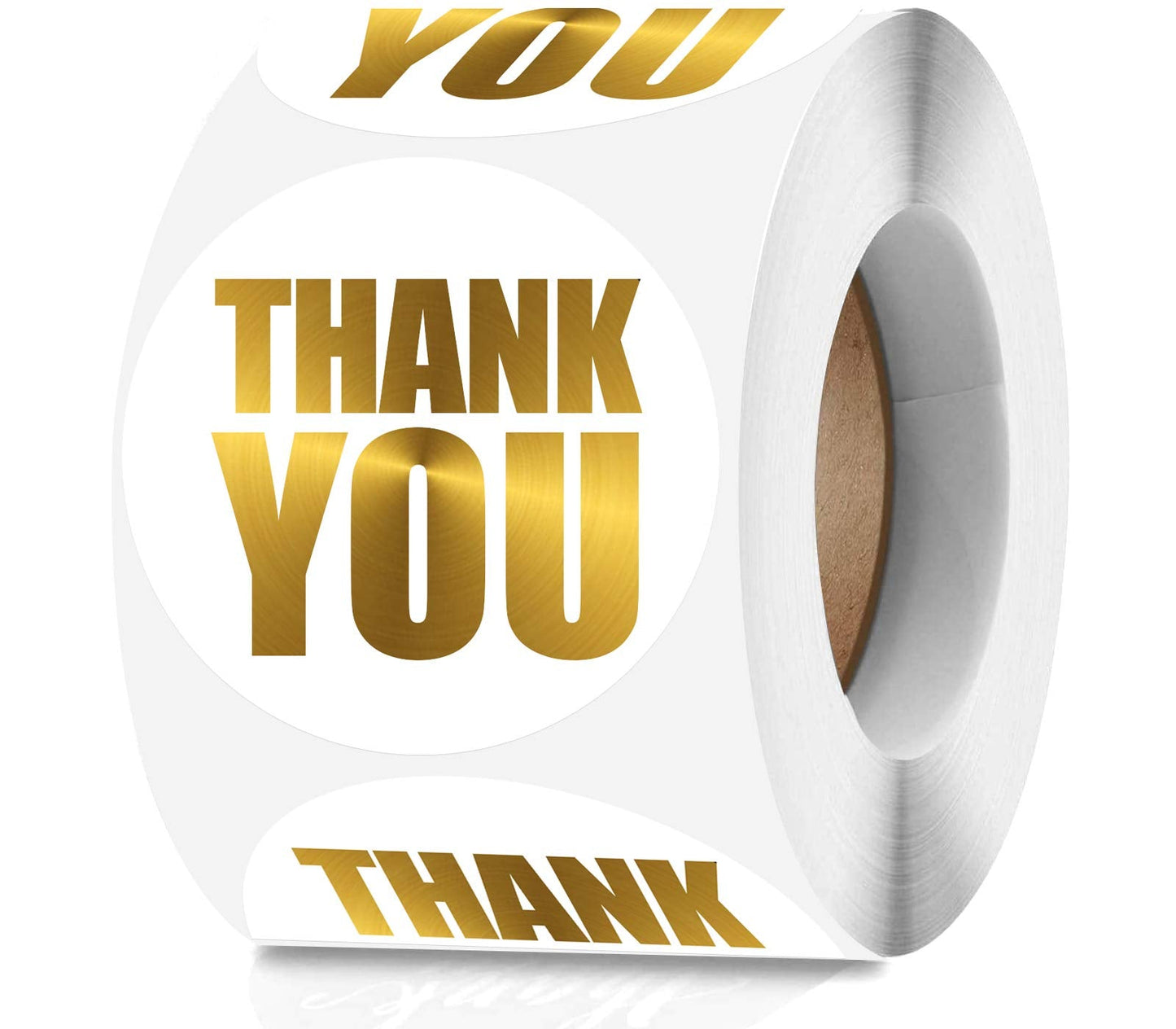 Large White Thank You Stickers 2 inch - Gold Foil Personalized Sealing Circle Labels, Ideal for Gift Packaging & Small Business | 500 Labels Per Roll Gold on White
