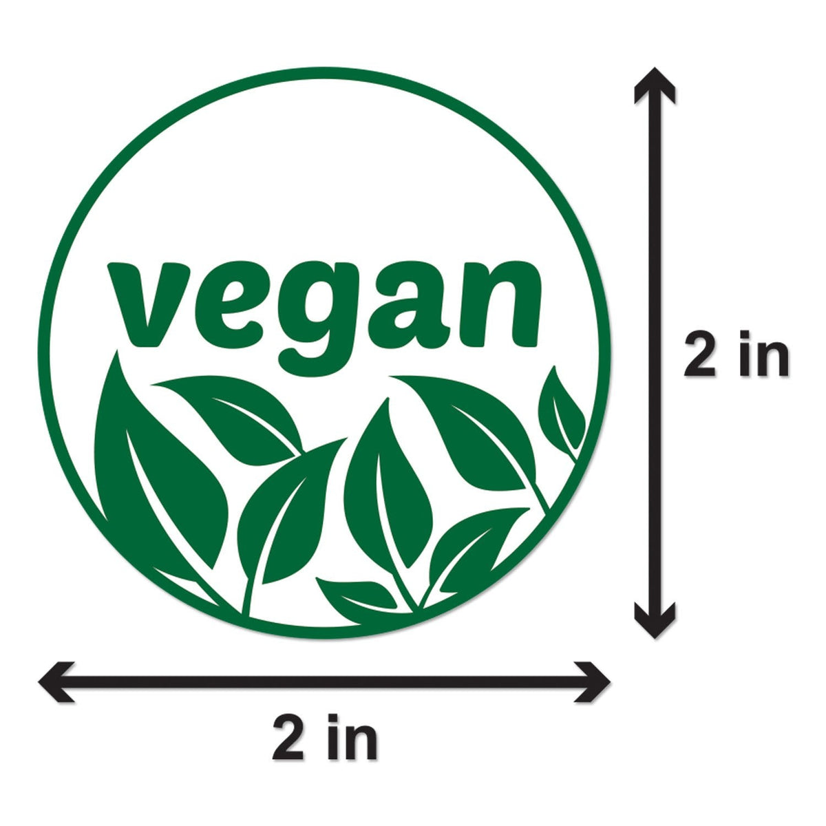 Vegan Stickers, 2 inch, Green, Round, 300 Labels 1 Roll