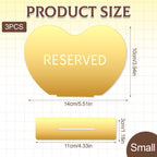 BLMHTWO 3pcs Gold Heart Reserved Table Signs for Wedding Party (3.94*5.5in)