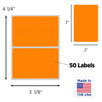 Orange ChromaLabel 2x3 inch rectangular color-coding inventory labels, pack of 50 stickers for organization and identification.