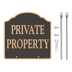 2 Pack Large Private Property Signs with Stake 12x12 inches