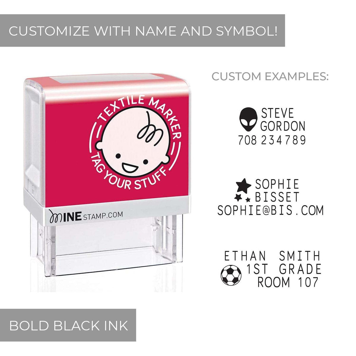 Mine Stamp/Custom Clothing and Book Marker/Rubber Stamper with Ink Cartridge/Personalized Compact Labeling Tool/Custom Name Stamp for Clothes