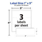 Avery® Multi-Use Removable Labels, 1" x 3", White, Non-Printable, 72 Blank Labels Total (6728) 1 x 3 Inch