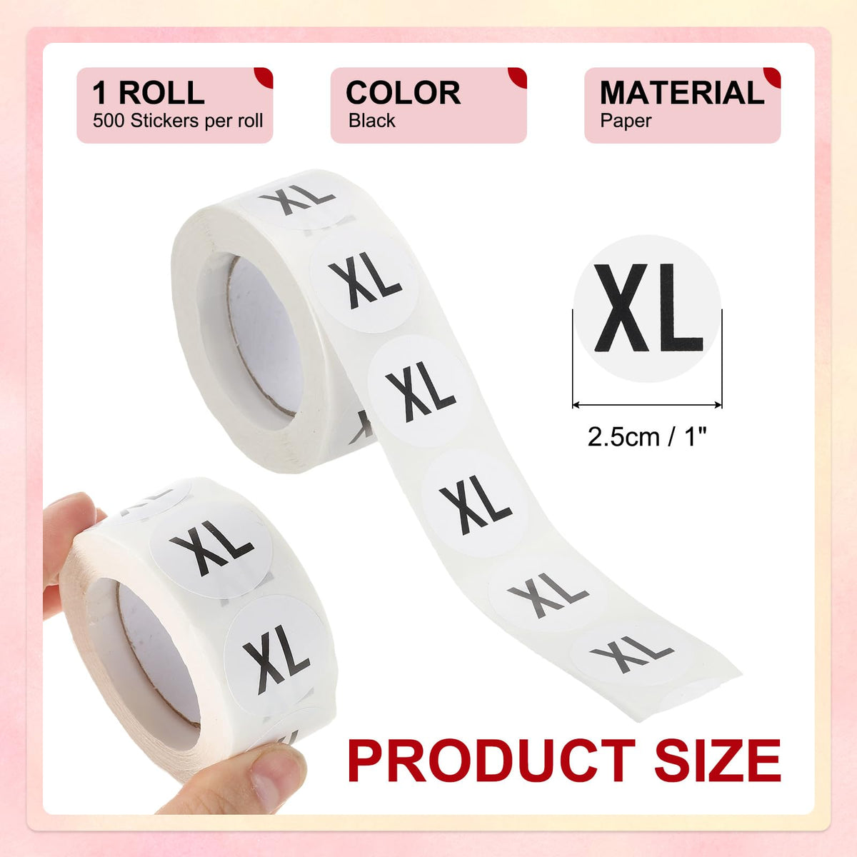 PATIKIL Clothing Size Stickers 1 Inch XL Size T-Shirt Labels,Black Black