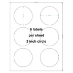 Glossy White 3" Round Labels 90 pcs Circle Stickers Waterproof Vinyl Sticker Paper Dries Quickly for Inkjet Printer or Laser Printer-15 Sheets (Pack of 4) 3 inches x 3 inches (Pack of 4)