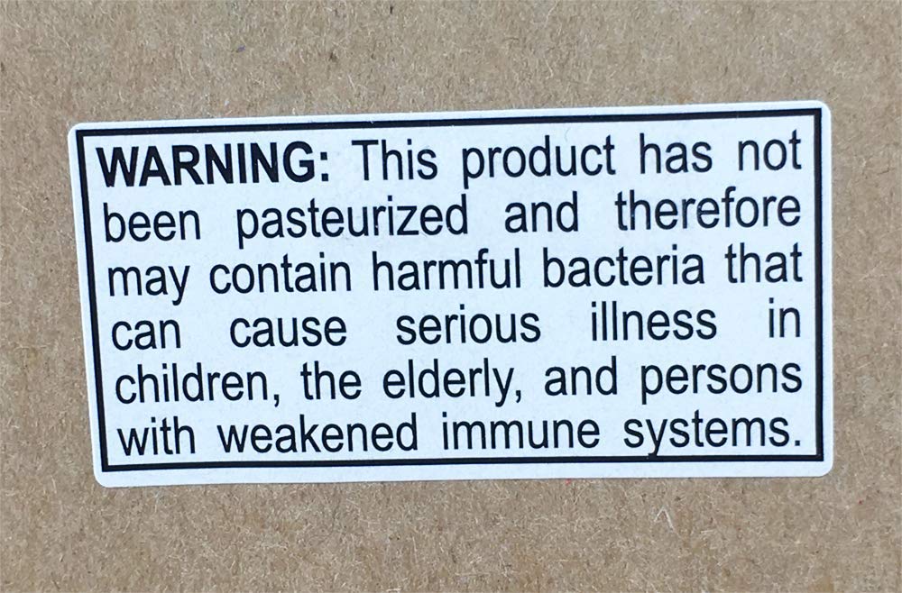 Not Pasteurized Warning Labels .75 x 1.5 Inch 500 Adhesive Stickers
