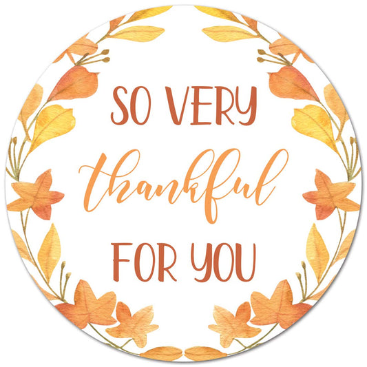 2" Round So Very Thankful for You Thanksgiving Stickers (40 Labels)