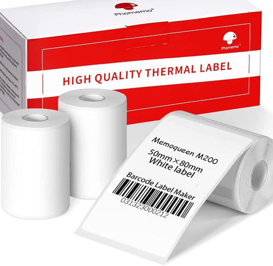 Phomemo M220 Labels - 3 Rolls, 100 Labels/Roll, Square, Black on White, 1.97"x3.15" (50x80mm), Compatible with M110/M220/M221/M120/M200 Printers 1.97" x 3.15" (50mmx80mm)