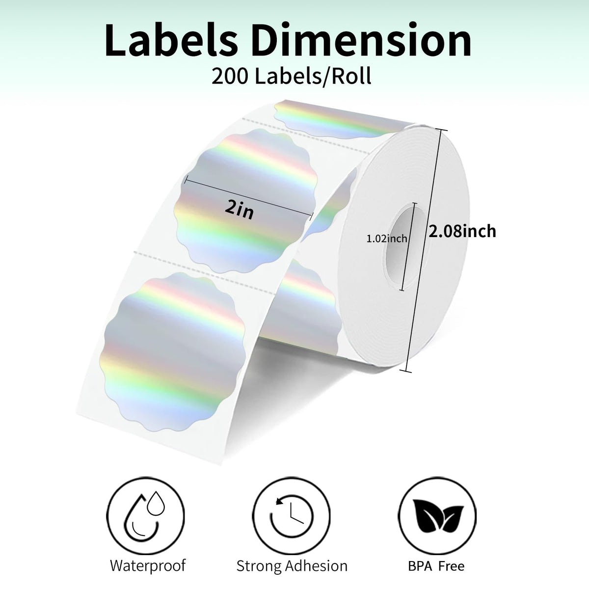 2 Inch Round Holographic Thermal Labels, Color Flower Thermal Sticker Labels for Small Business, Logo Design, Baking,300 Sheets/1 Roll (Flower Rainbow) 2 inch