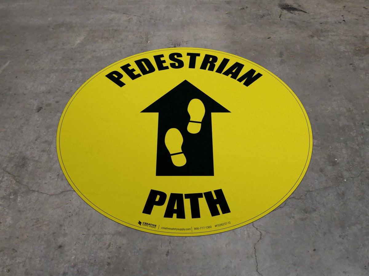 Creative Safety Suppy Pedestrian Path Floor Sign (12in x 12in) 12" x 12"