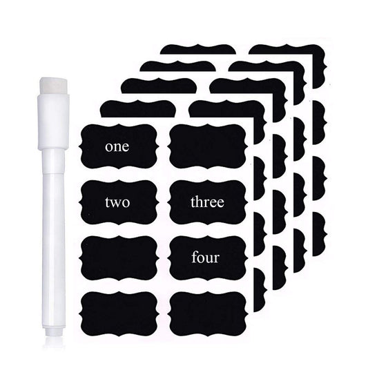 Chalkboard Labels 120pcs Marker Waterproof Blackboard Stickers with 1 Liquid Chalk for Mason Jars, Craft Rooms, Storage, Glass Bottle, Store Organize Home & Kitchen (Labels Same Shape 40)