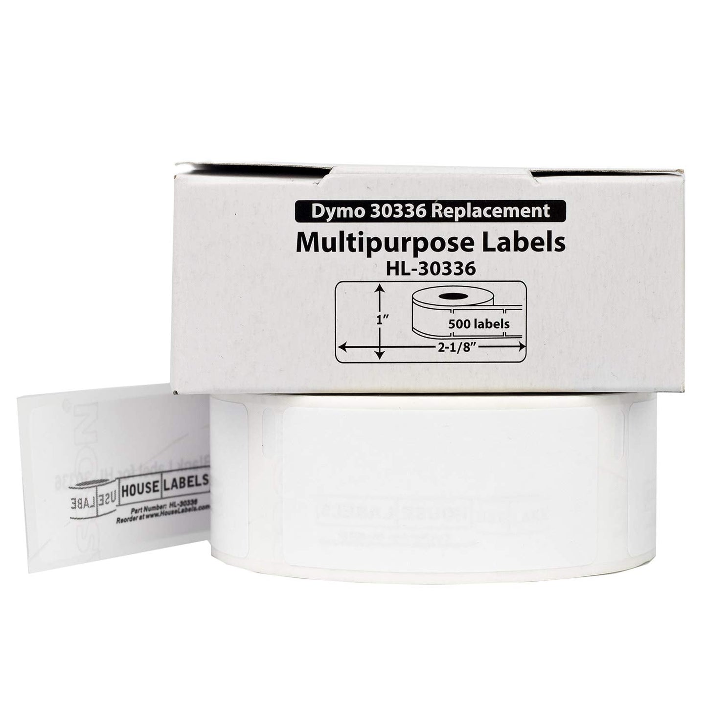 Houselabels 1 x 2-1/8 Inches Dymo-Compatible 30336 Multipurpose Labels, 1 Roll, 500 Labels per Roll , White - HL-30336