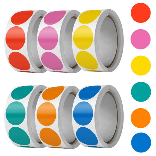 1" Color Coding Round Dot Stickers, 3000 Pcs Blank Colored Circle Dot Sticker Labels, Self-Adhesive Colorful Coding Labels Stickers for Classroom, Office, Home, Yard Sales, Toddler Learning, Crafts