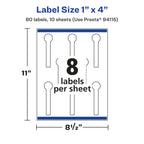 Avery® Glossy Clear Lollipop Labels, Sure Feed® Technology, 1" x 4", 80 Glossy Clear Labels, Print-to-The-Edge, Laser/Inkjet Printable 80 labels