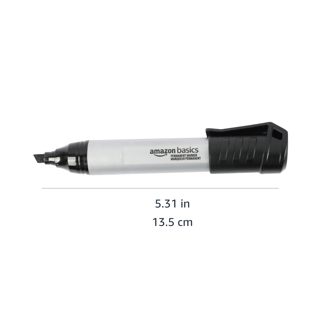 Amazon Basics Large Chisel Tip Permanent Markers, Quick Drying, Fade Resistant, Black, 12-Pack