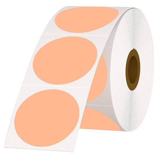 2 inch Round Thermal Labels Circle Thermal Sticker Labels with Perforated Line, 500 Sheets/1 Roll, Peach 2"-500