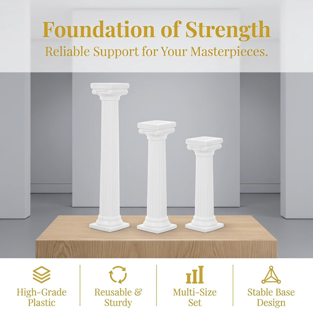 STOBOK 8pcs White Roman Column Pillars, Tiered Cake Support Stands