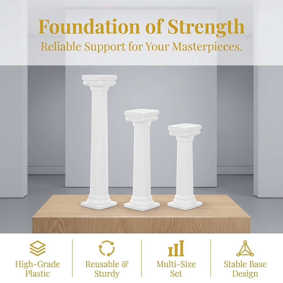 STOBOK 8pcs White Roman Column Pillars, Tiered Cake Support Stands