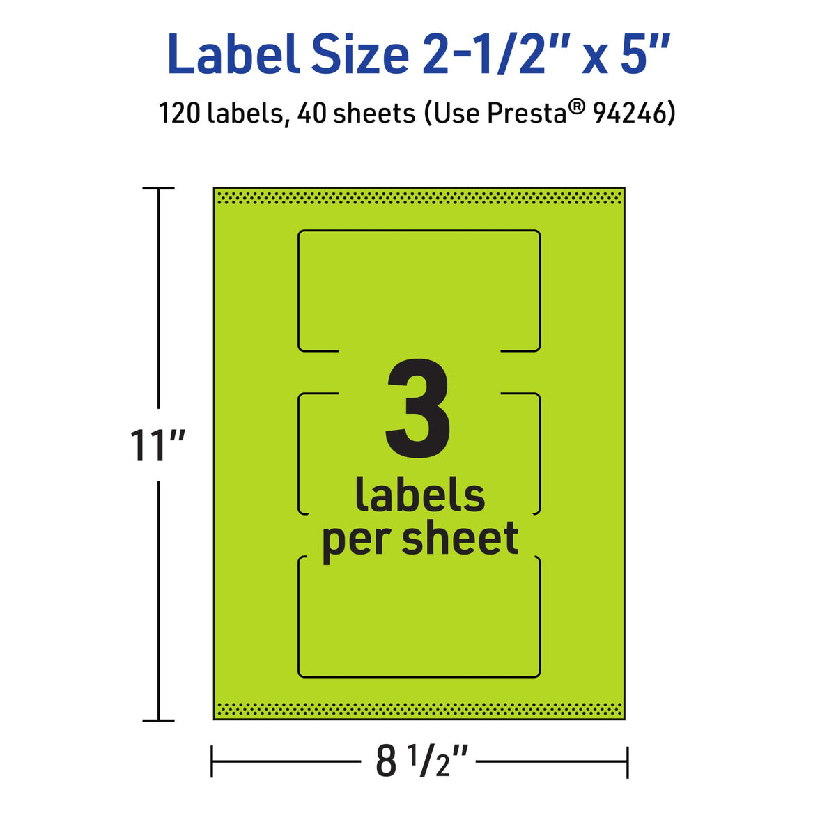 Avery Printable Rectangle Labels, Sure Feed Technology, 2-1/2" x 5", Bright Green Labels, Print-to-The-Edge, Laser/Inkjet Printable, 120 Total, Great for Candles and Ingredients 120 labels