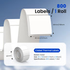 CLABEL 1.57"x1.18" Label Maker Tape 221D 320D Label Print Paper Standard Laminated Office Oil Proof Tearproof Labeling Tape for Home Office Address Warehouse (800 Labels/Roll,1 Roll) 1.57"x1.18"(40x30mm）Upgraded