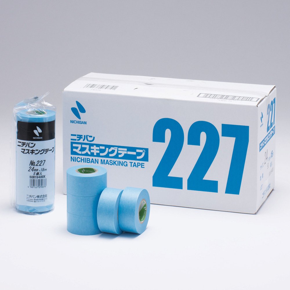 Nichiban Masking Tape No.227H 227H24 0.9 inches (24 mm) x 6.1 ft (18 m), 5 Rolls per Pack