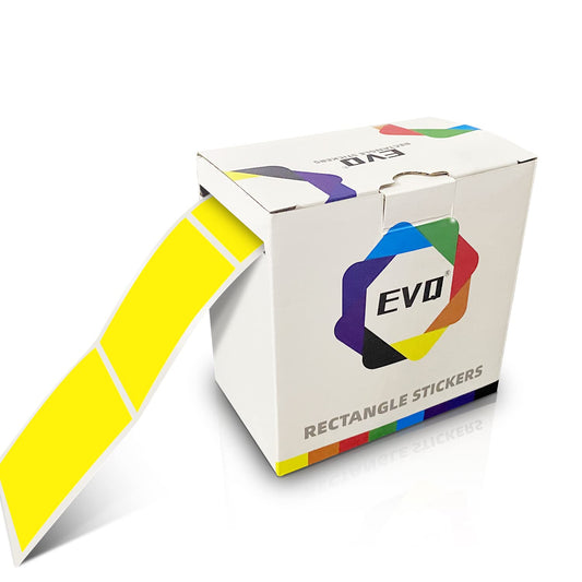 Yellow Rectangle Sticker Labels 3×2 Inch Vinyl Stickers Color Coding Name Tags Roll Removable Waterproof 300 per Dispenser Box Yellow
