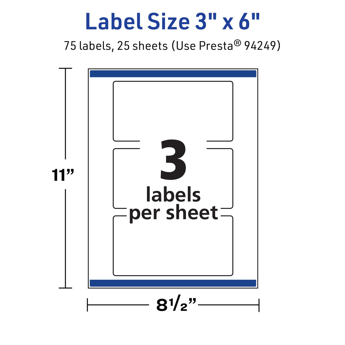 Avery® TrueBlock® Matte White Rectangle Labels, Sure Feed® Technology, 3" x 6", 75 Matte White Labels, Print-to-The-Edge, Laser/Inkjet Printable, Great for Packaging and Product Merchandising 75 labels