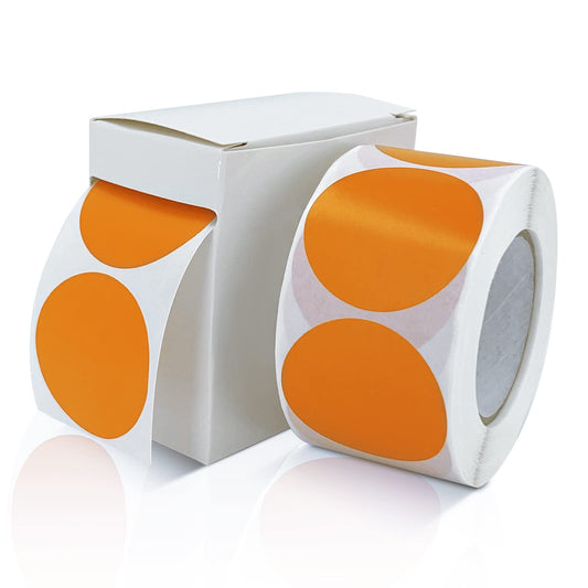 Round Stickers Orange 1.5 Inch Circle Labels with Dispenser Box Color Coding Dot Sticker Waterproof Removable Roll of 500 PCS 1.5" Diameter