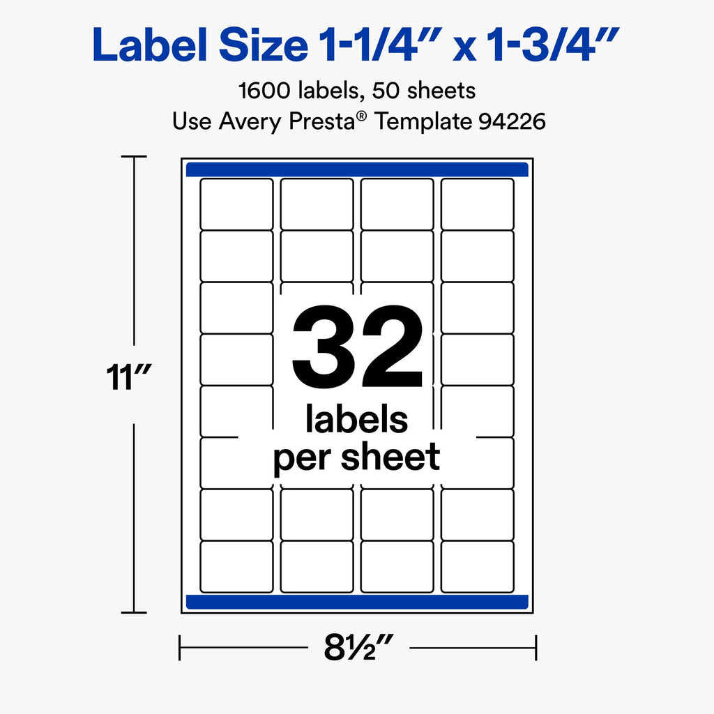 Avery® Matte White Rectangle Labels, 1.25" x 1.75", 1600 Total 1,600 labels