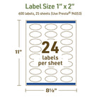 Avery® Dissolvable Oval Labels, Sure Feed® Technology, 1" x 2", Matte White, Print-to-The-Edge, Laser/Inkjet Printable, 600 Labels Total