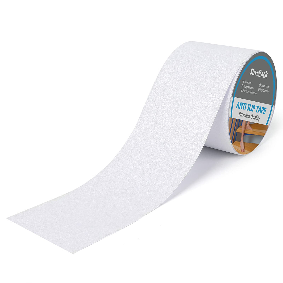 Clear Non Skid Tape 4Inch x 30FT Grip Tape Heavy Duty Waterproof Non Slip Roll Easy to Cut Waterproof for Stairs Safety Non Skid, Comfortable for Bare Foot Clear