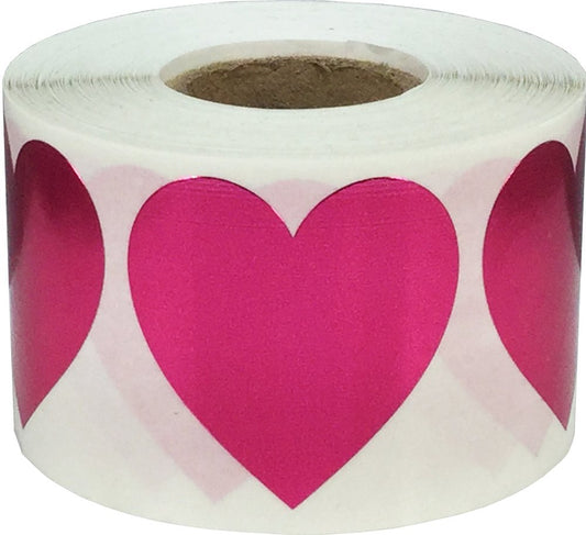 Metallic Rose Heart Stickers for Valentine's Day Crafting Scrapbooking 1 1/2 Inch 500 Adhesive Stickers
