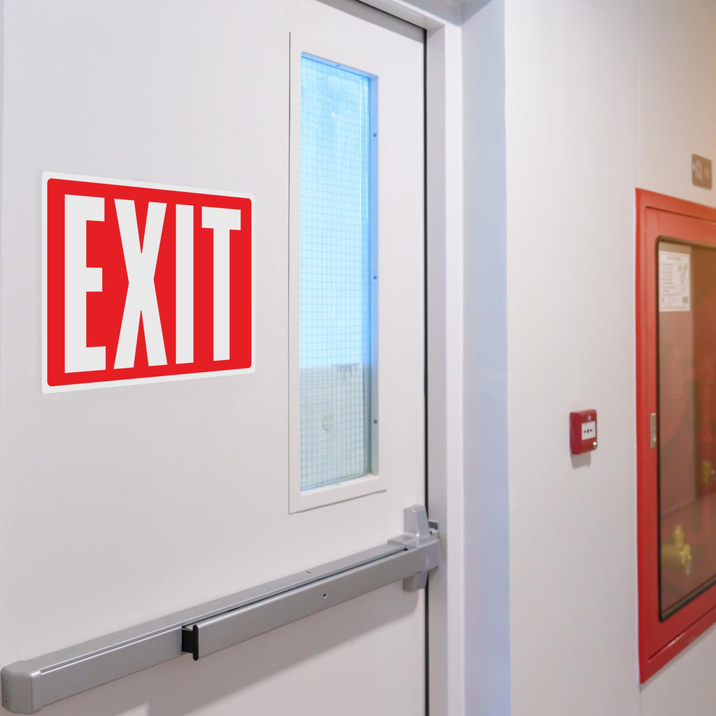 ASSURED SIGNS Exit Sign Stickers, Glow in the Dark, 10" x 7", 12 Pack
