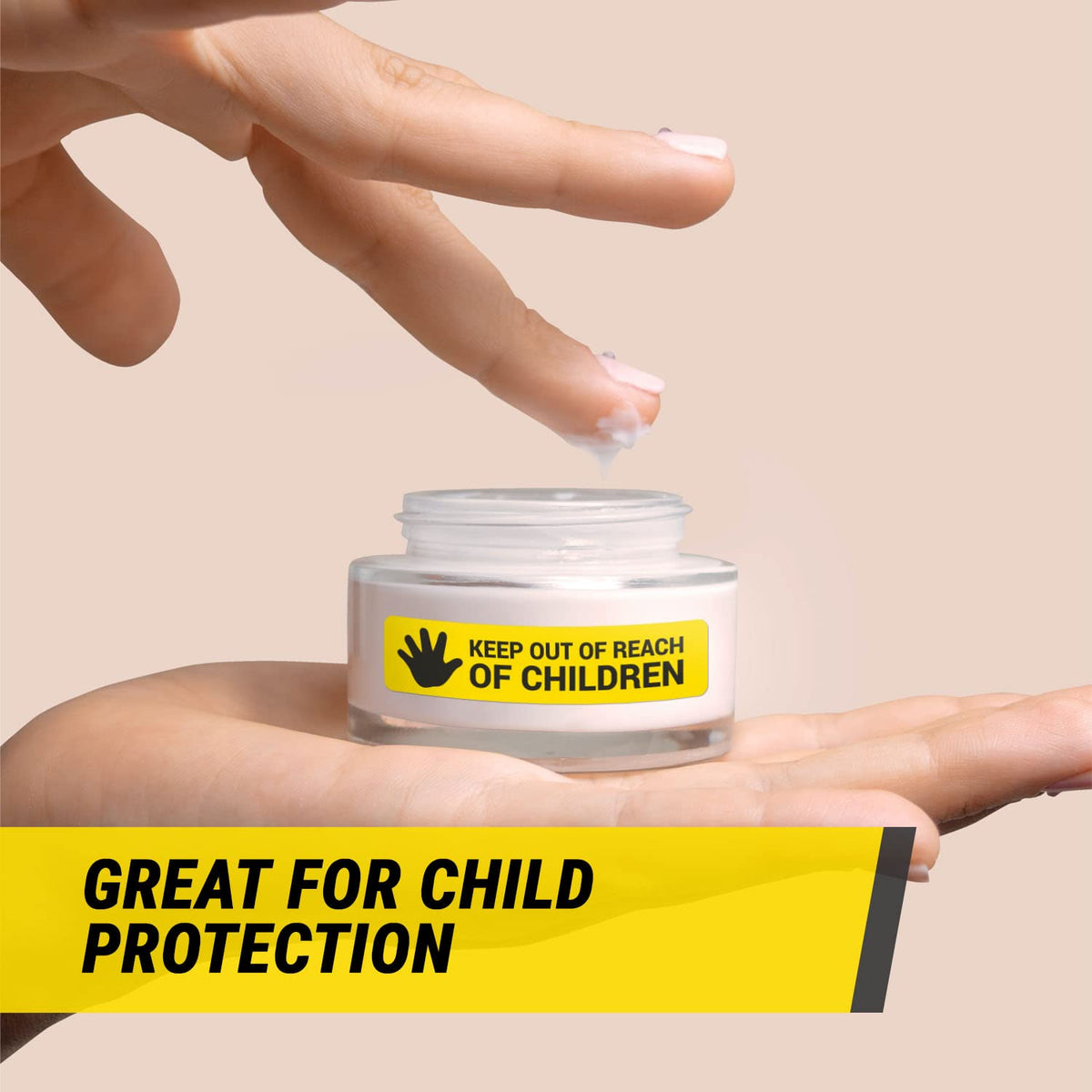 300 Count - Keep Out of Reach of Children Labels (1.7 x 0.4 inch, Yellow) Keep out of Reach Stickers for Medications, Pharmacy Instructions 300 Labels