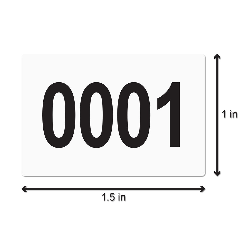 Consecutive Number 0001-1000 Stickers, 1 x 1.5 inch, 1000 Labels 0001 - 1000