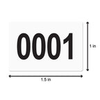 Consecutive Number 0001-1000 Stickers, 1 x 1.5 inch, 1000 Labels 0001 - 1000
