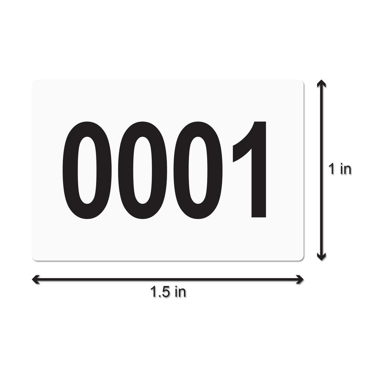 Consecutive Number 0001-1000 Stickers, 1 x 1.5 inch, 1000 Labels 0001 - 1000